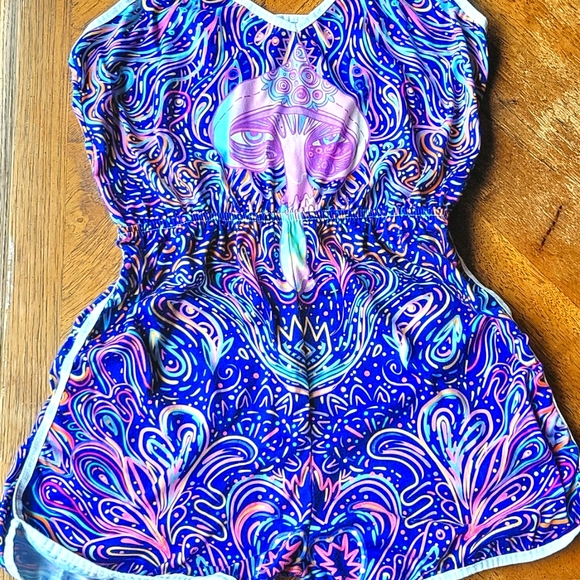 Tops - Psychedelic festival romper NWOT